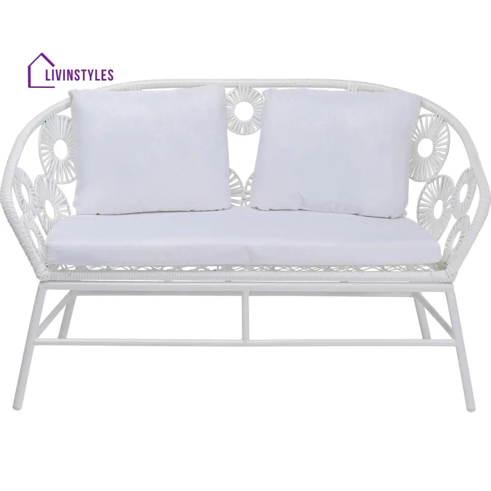 Marsh Outdoor Sofa Set 2 Seater 1 Single Seater and 1 Center Table Set (White) - Sofa Sets