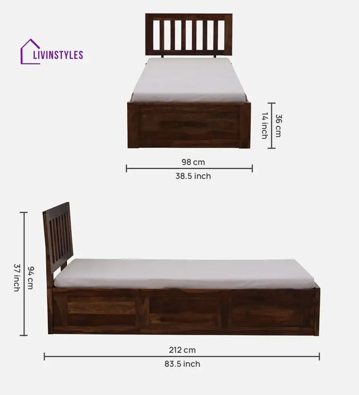 Bhawika Sheesham Wood Single Beds With Storage Bedroom Furniture Sets