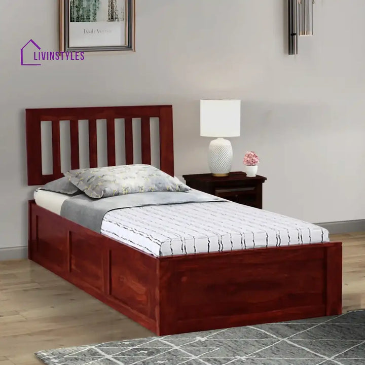 Bhawika Sheesham Wood Single Beds With Storage Honey Bedroom Furniture Sets