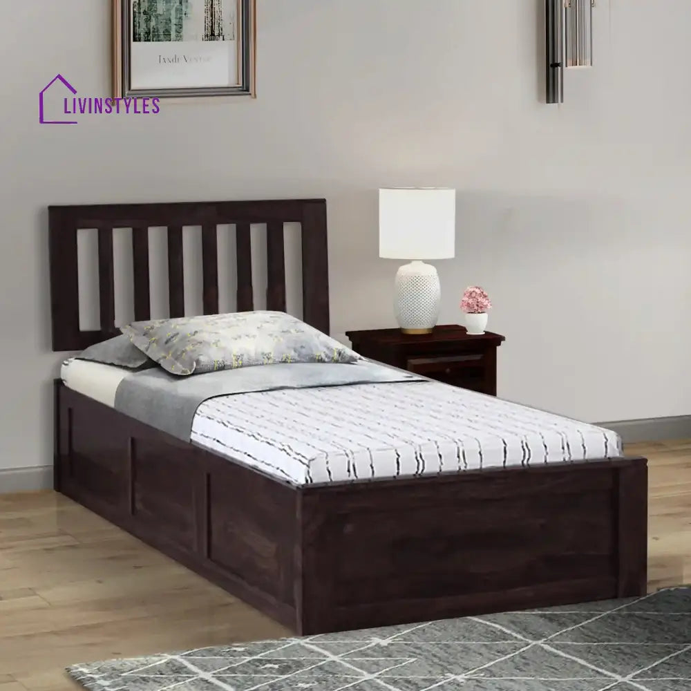 Bhawika Sheesham Wood Single Beds With Storage Walnut Bedroom Furniture Sets