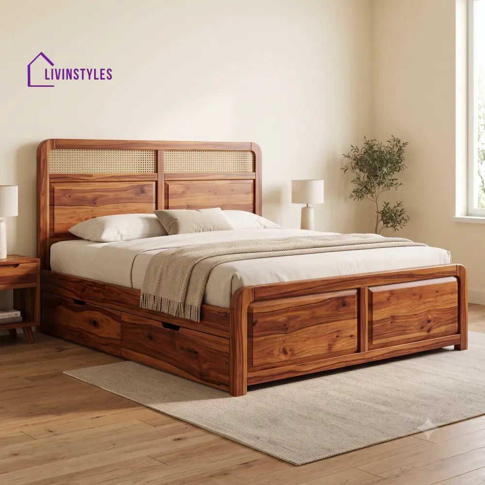Martin Premium Wooden Bed with Drawer Storage | King Size Bed & Queen Size Bed Online