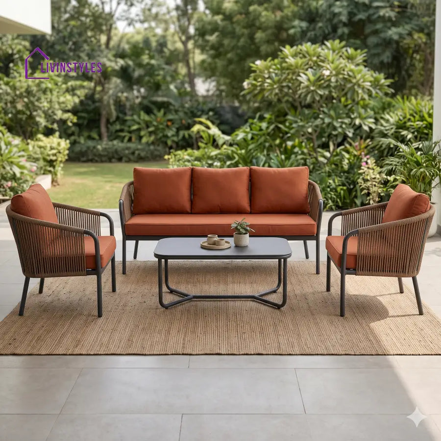 Martyna Premium MS Frame with Powder Coated Outdoor Sofa Set with Weather Proof Fabric