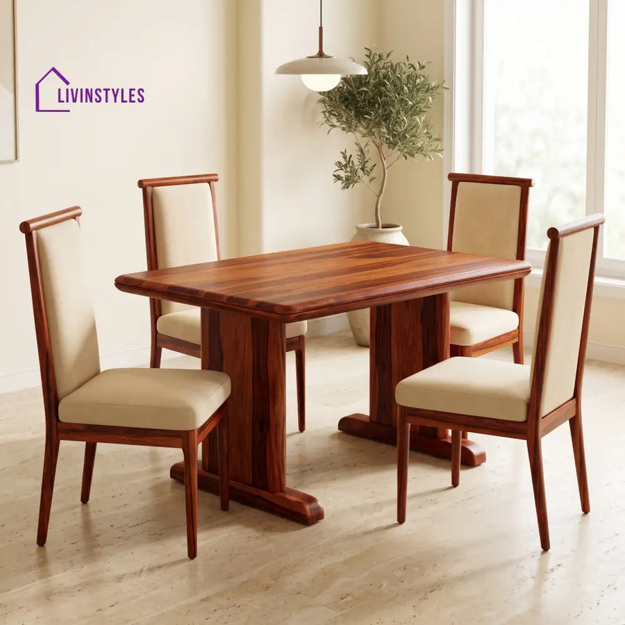 Marvin Premium Solid Wood 4 Seater Dining Table Set