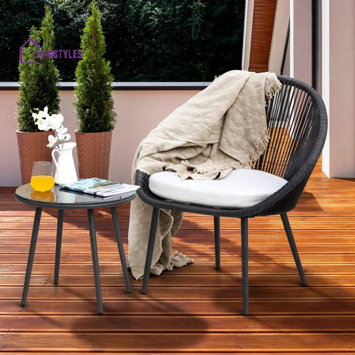 Maryan Outdoor Patio Seating Set 2 Chairs And 1 Table (Black)