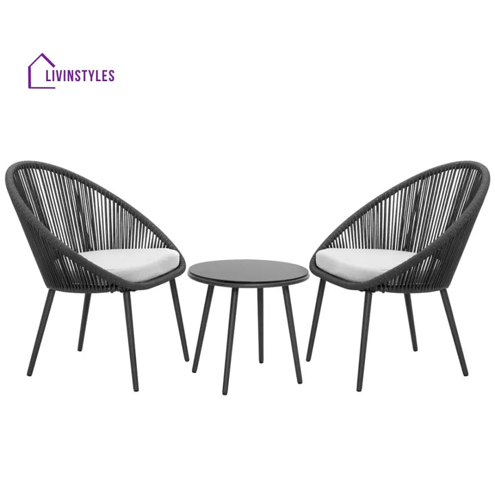 Maryan Outdoor Patio Seating Set 2 Chairs And 1 Table (Black)