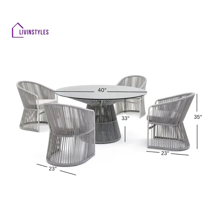 Mash Outdoor Patio Seating Set 4 Chairs and 1 Table Set (Grey) Braided & Rope - Coffee Table Sets