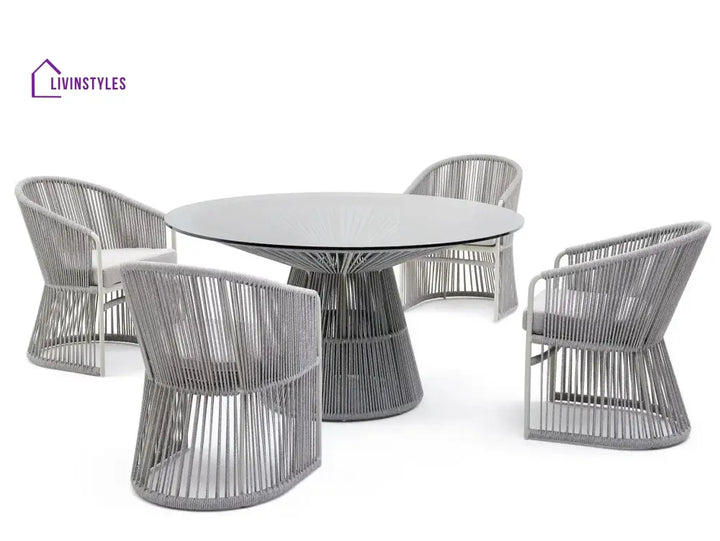 Mash Outdoor Patio Seating Set 4 Chairs and 1 Table Set (Grey) Braided & Rope - Coffee Table Sets