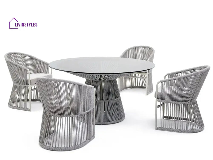 Mash Outdoor Patio Seating Set 4 Chairs and 1 Table Set (Grey) Braided & Rope - Coffee Table Sets