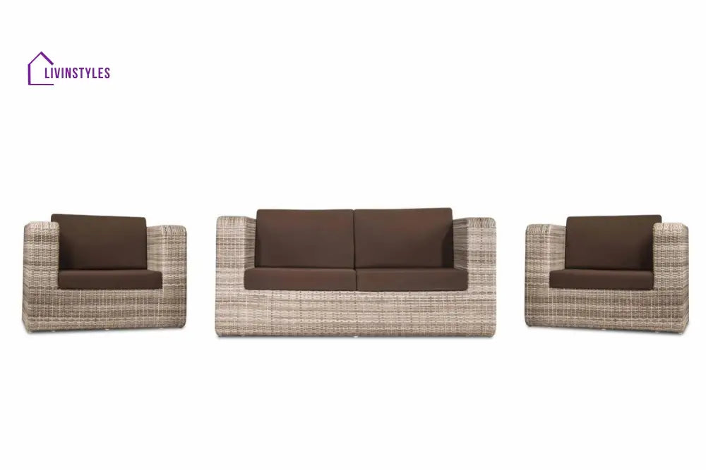 Maso Outdoor Sofa Set 2 Seater + 2 Single seater with 1 Central Table (Seashell) - Sofa Sets