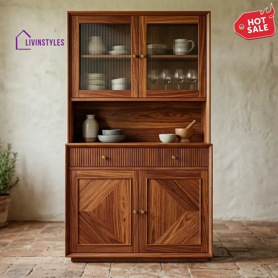 Mason Classic Kitchen Cabinet with Glass (Honey Finish)