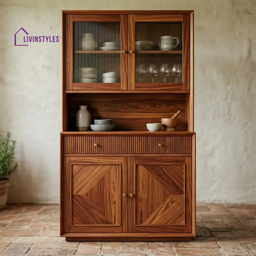 Mason Classic Kitchen Cabinet with Glass (Honey Finish)