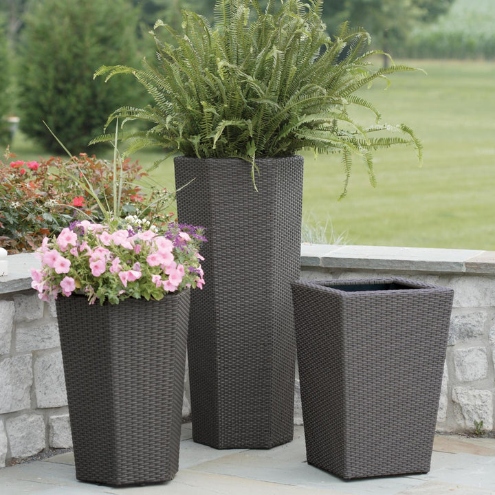 Leroy Outdoor Wicker Planters For Garden, Balcony (Grey) set of 3