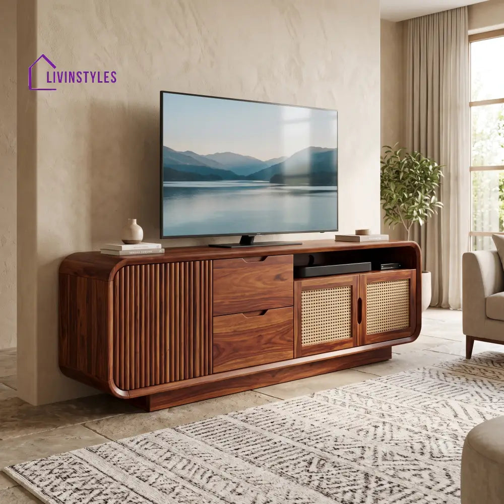 Mathilde Solid Sheesham Wood Tv Unit for Living Room | Tv Cabinet | Tv Console Unit