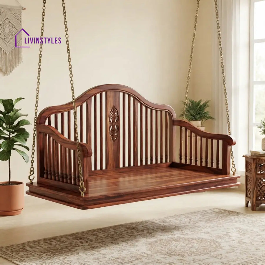 Mathis 2 Seater Wooden Swing for Home | Wooden Jhula for home