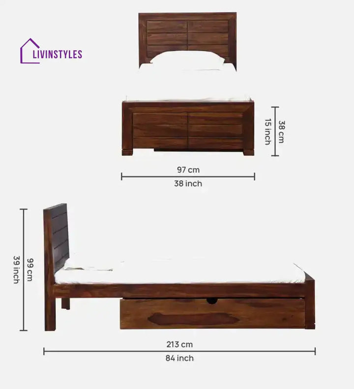 Moscow Sheesham Wood Single Storage Beds With Drawer Bedroom Furniture Sets