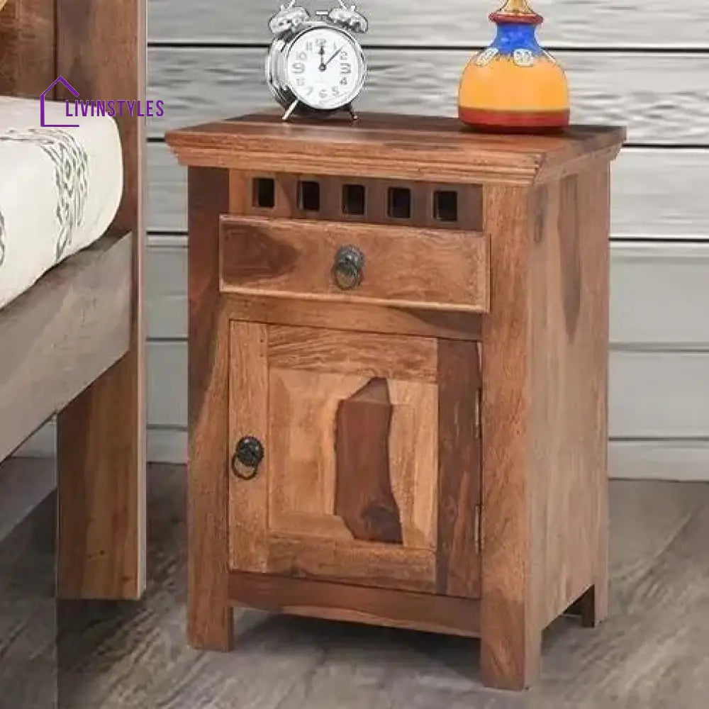 Kuber Solid Wood Bedside Tables Natural Bedroom Furniture Sets