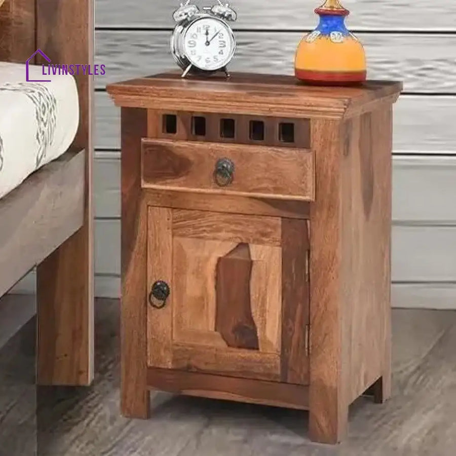 Kuber Solid Wood Bedside Tables Natural Bedroom Furniture Sets