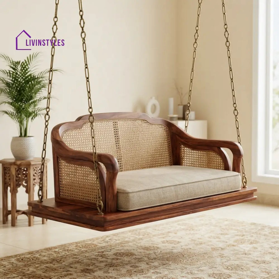 Matthieu 2 Seater Wooden Swing for Home | Wooden Jhula for home