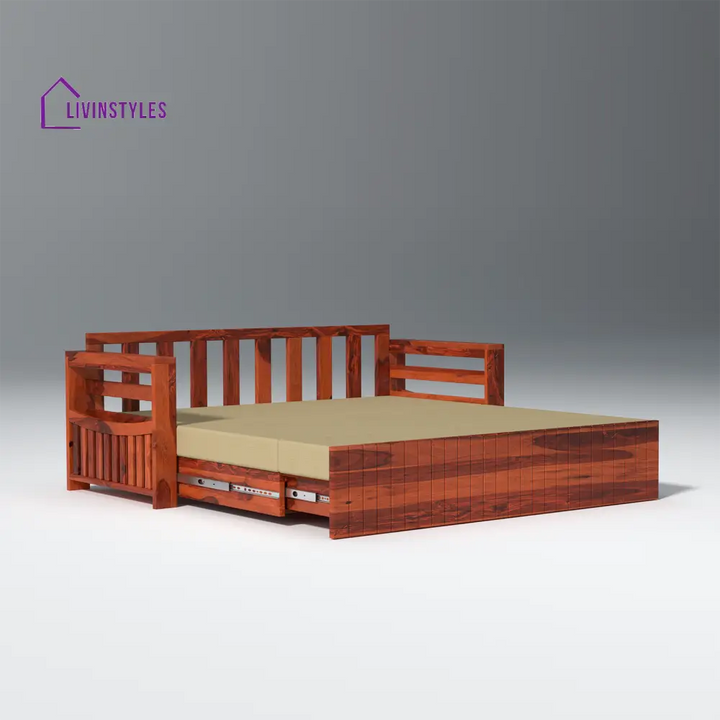 Matvey Retreat Sofa Cum Bed With Box Storage In Reddish Rosewood sofa