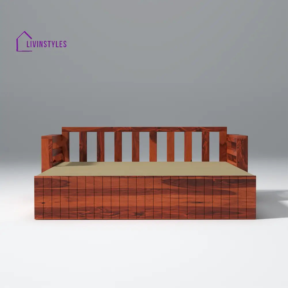 Matvey Retreat Sofa Cum Bed With Box Storage In Reddish Rosewood sofa