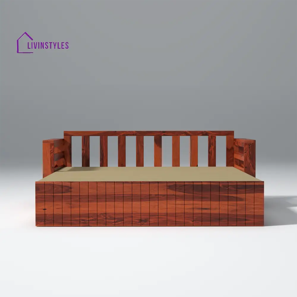 Matvey Retreat Sofa Cum Bed With Box Storage In Reddish Rosewood sofa
