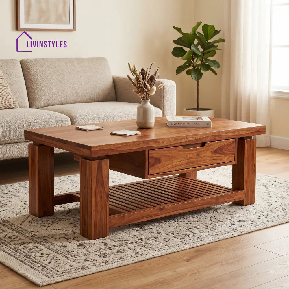 Maud Wooden Coffee Table for Living Room | Tea Table | Teapoy | Center table