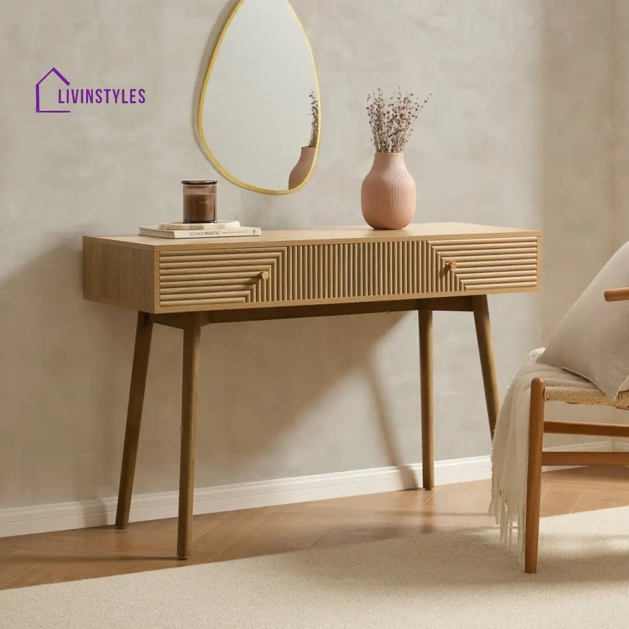 Mauricio Dressing Table Console - Natural Wood - Dressing Table