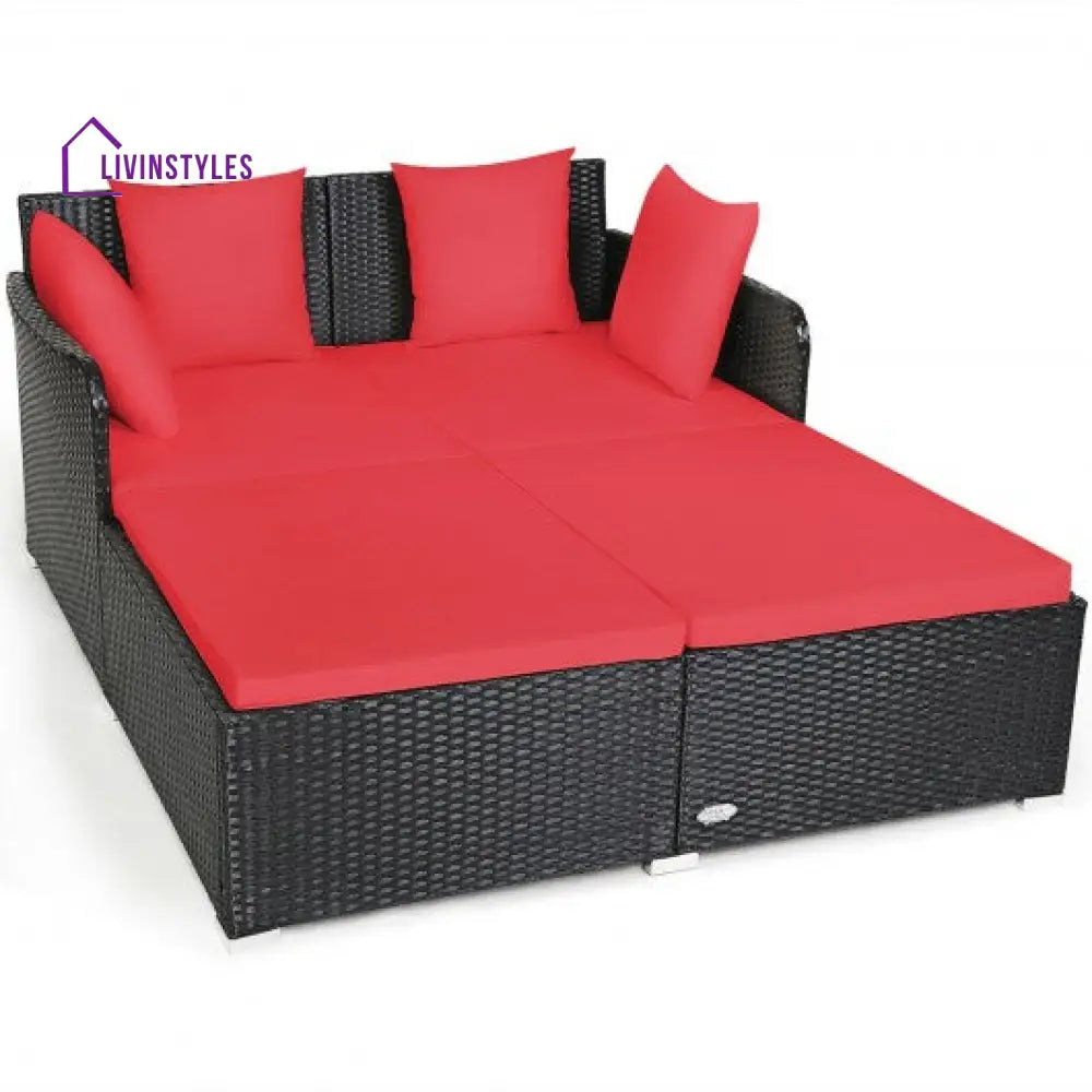 Maurizio Outdoor Poolside Sunbed With Cushion Daybed (Black) - Sunbed