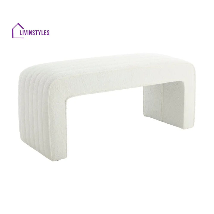 Mauro Rosewood Panelled Bench - Boucle Ivory End of Bed Ottomans