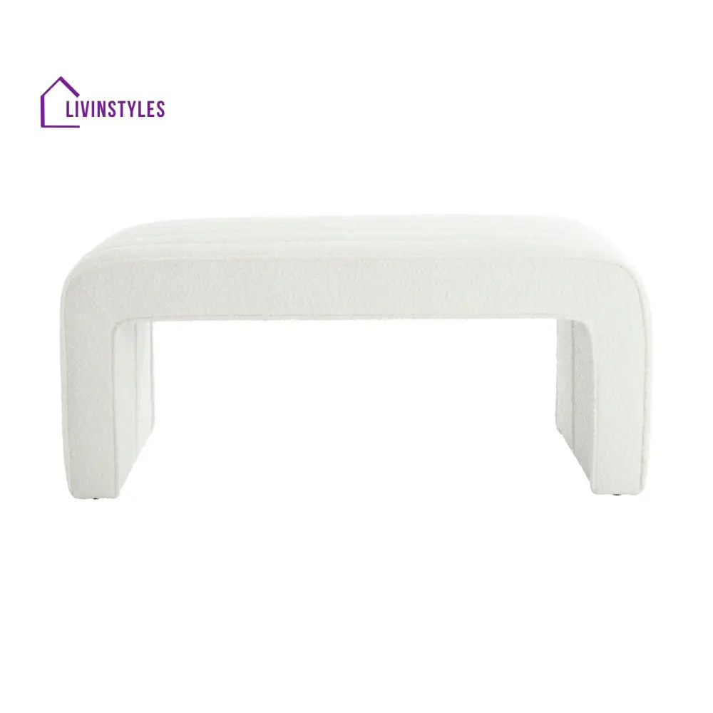 Mauro Rosewood Panelled Bench - Boucle Ivory End of Bed Ottomans