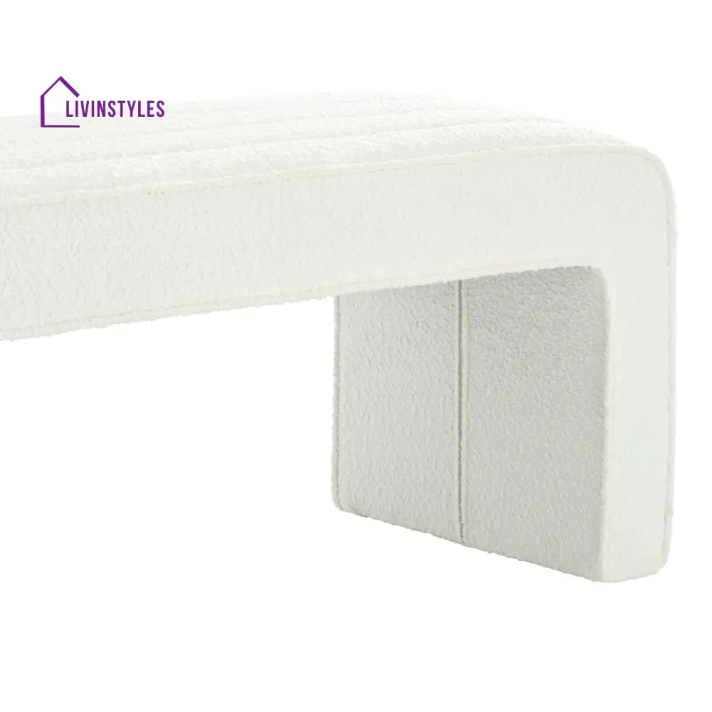 Mauro Rosewood Panelled Bench - Boucle Ivory End of Bed Ottomans