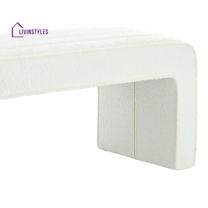 Mauro Rosewood Panelled Bench - Boucle Ivory End of Bed Ottomans