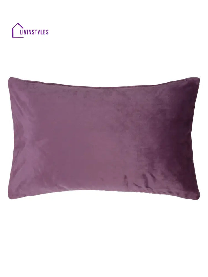 Mauve Color Set Of 2 Quilted Cushion Cover (12X20 Inch)