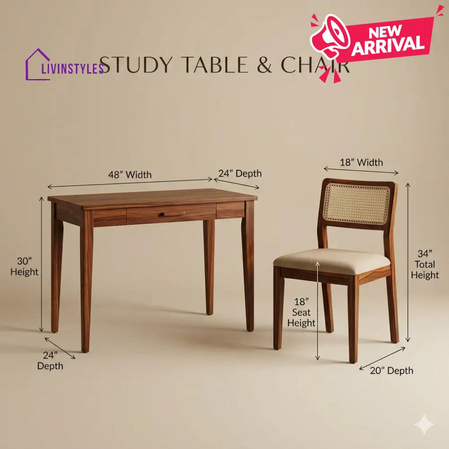 Maxim Sheesham Wood Study Table and Chair Set for Students | Kids | Adults