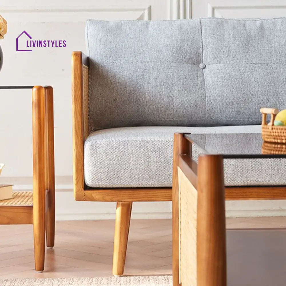 Maxim Solid Wood and Cane Weaving Sofa for Living Room