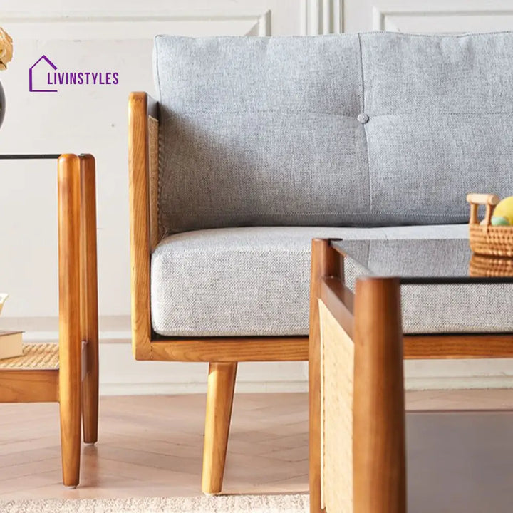 Maxim Solid Wood and Cane Weaving Sofa for Living Room