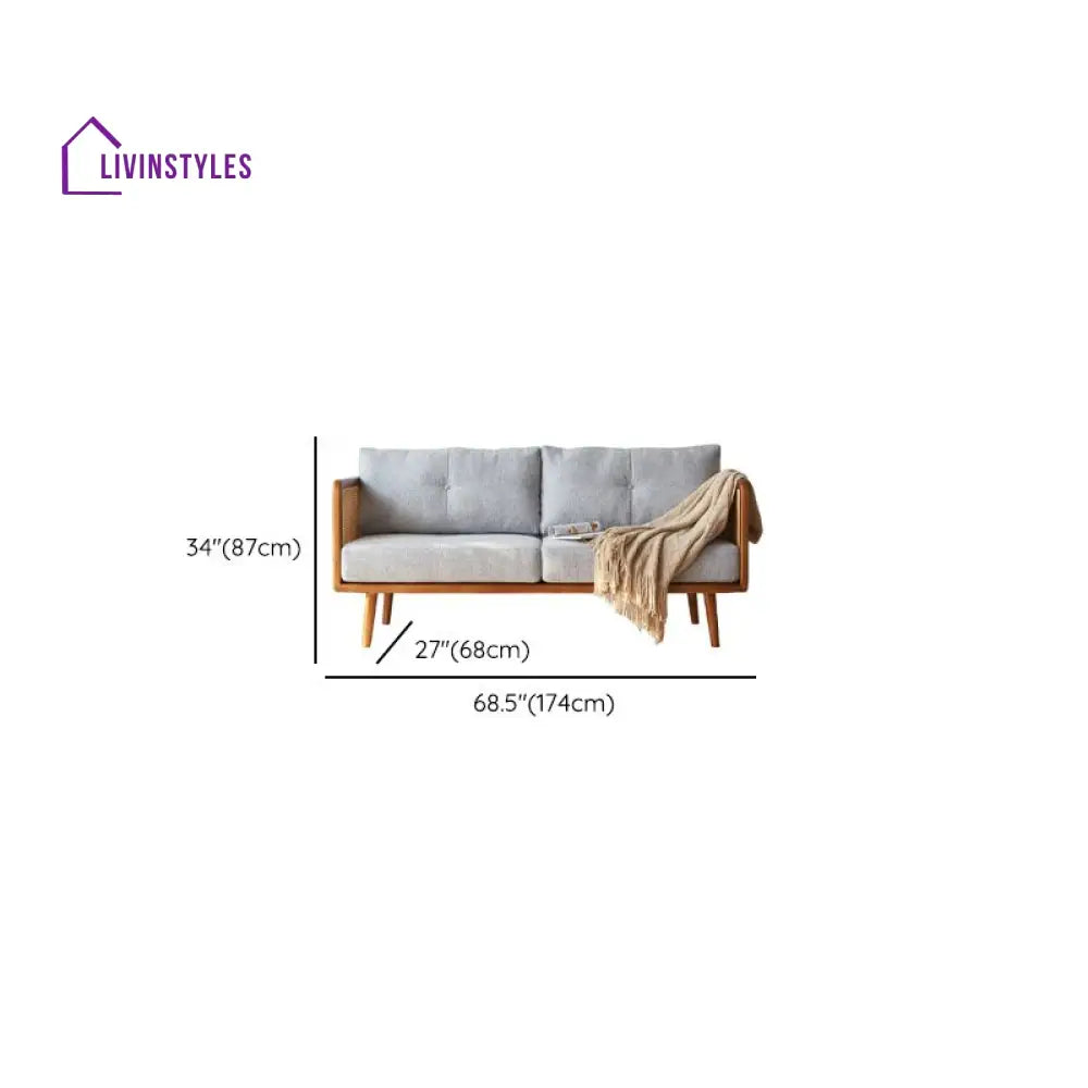 Maxim Solid Wood and Cane Weaving Sofa for Living Room