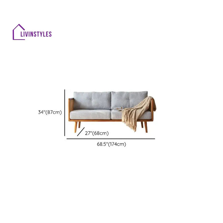 Maxim Solid Wood and Cane Weaving Sofa for Living Room