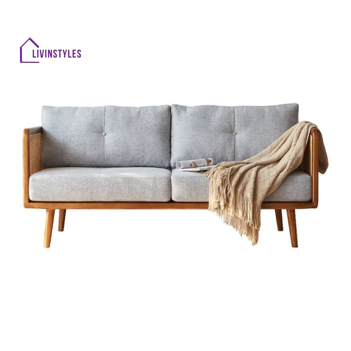 Maxim Solid Wood and Cane Weaving Sofa for Living Room