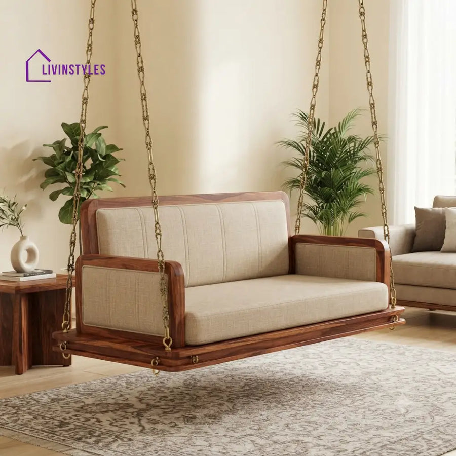 Maxime 2 Seater Wooden Swing for Home | Wooden Jhula for home