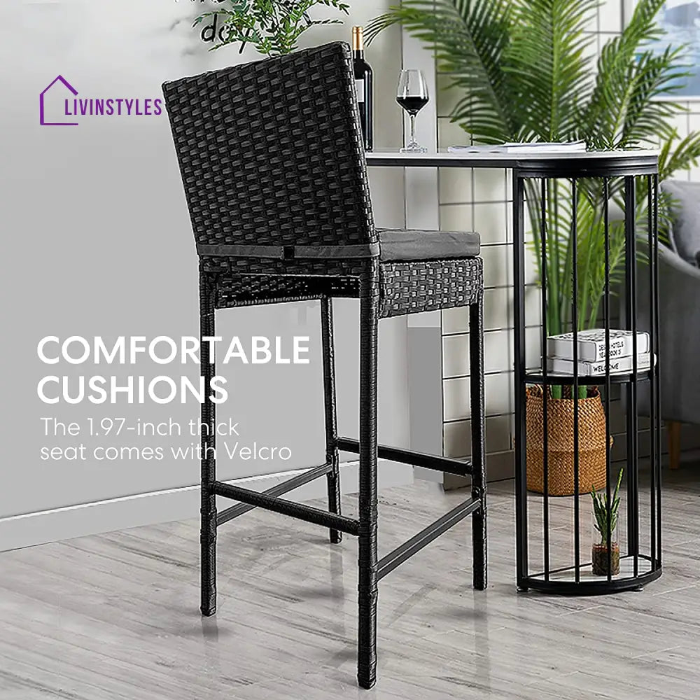Mazzanti Outdoor Patio Bar Chair 2 Chairs For Balcony (Black) - Bar Sets