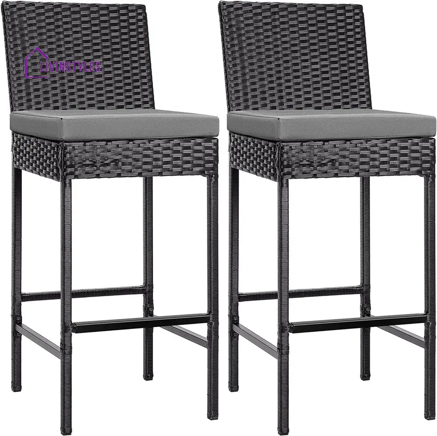 Mazzanti Outdoor Patio Bar Chair 2 Chairs For Balcony (Black) - Bar Sets