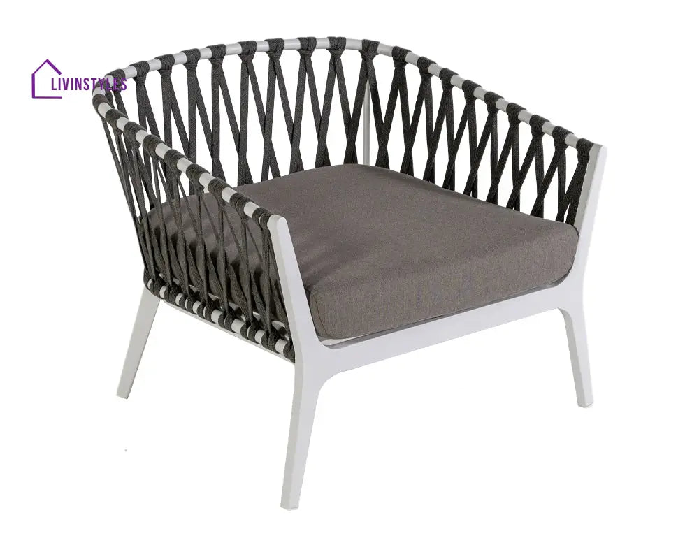 Mazzanti Outdoor Sofa Set 2 Seater 2 Single seater and 1 Center Table (White + Brown) Braided & Rope - Sofa Sets