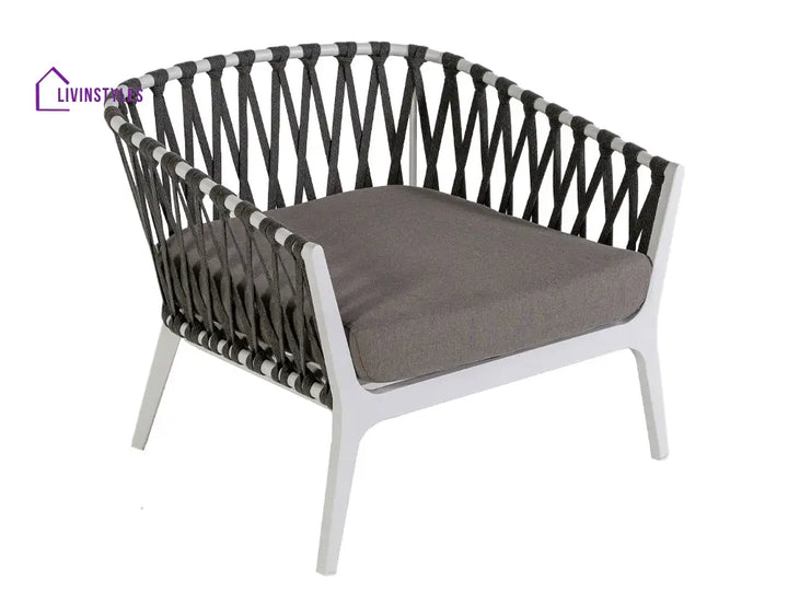 Mazzanti Outdoor Sofa Set 2 Seater 2 Single seater and 1 Center Table (White + Brown) Braided & Rope - Sofa Sets