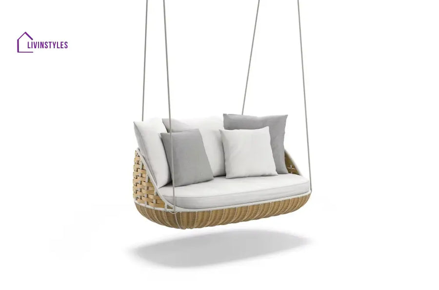 Mazzi Double Seater Hanging Swing Without Stand For Balcony Garden Swing - Honey - Swings