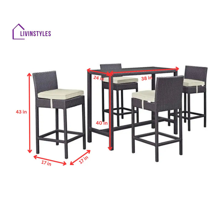 Mazzi Outdoor Patio Bar Sets 4 Chairs and 1 Table (Brown) - Bar Sets