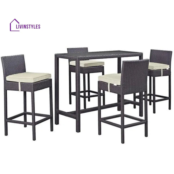 Mazzi Outdoor Patio Bar Sets 4 Chairs and 1 Table (Brown) - Bar Sets