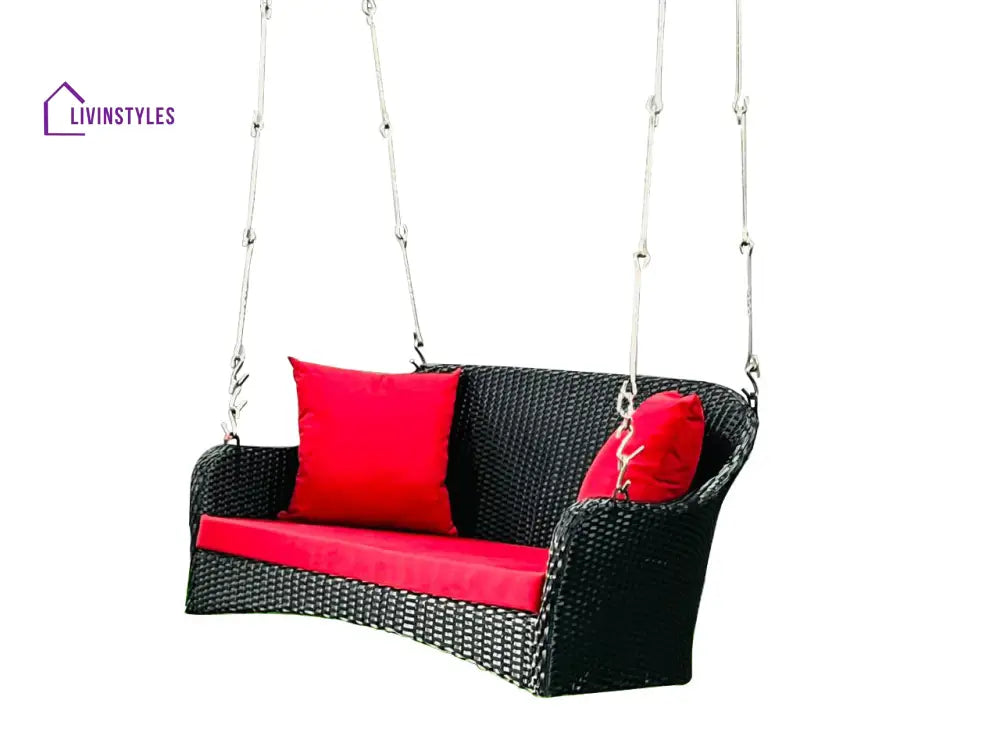 Mcdaniel Double Seater Hanging Swing Without Stand For Balcony Garden Swing (Black + Red) - Swings