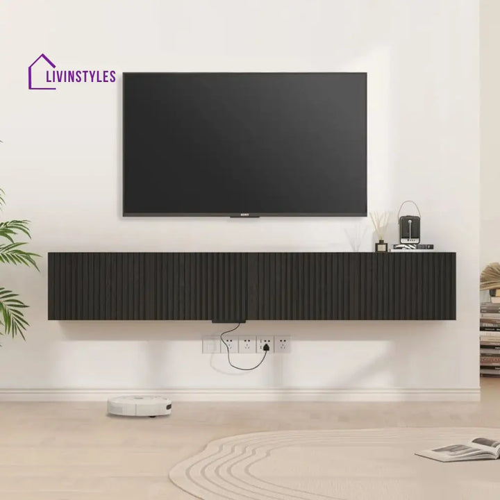 Meadow Wall Mounted Black Finish Tv Unit Stand for Living Room