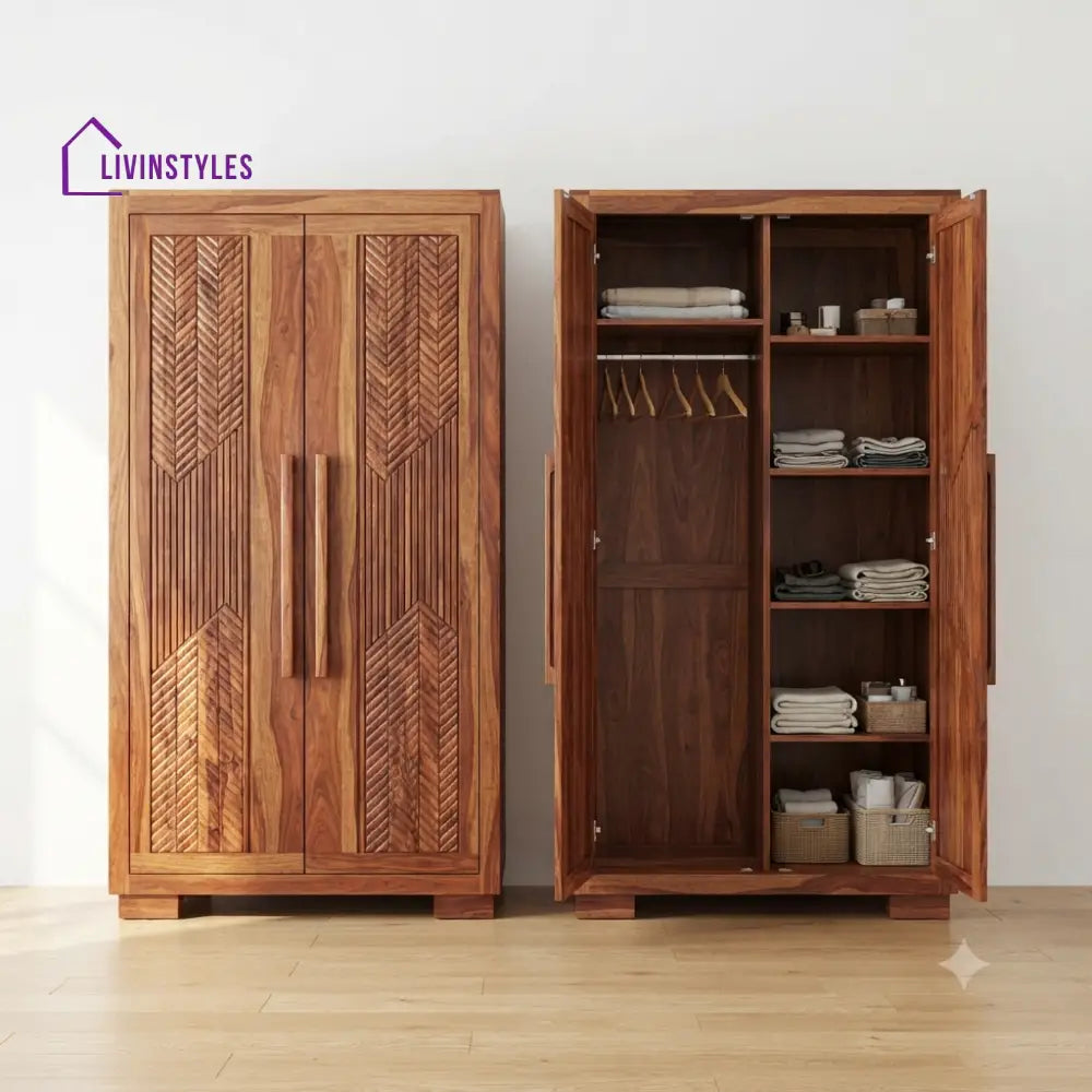 Medha Wooden Wardrobe for Clothes | Cupboard for Clothes